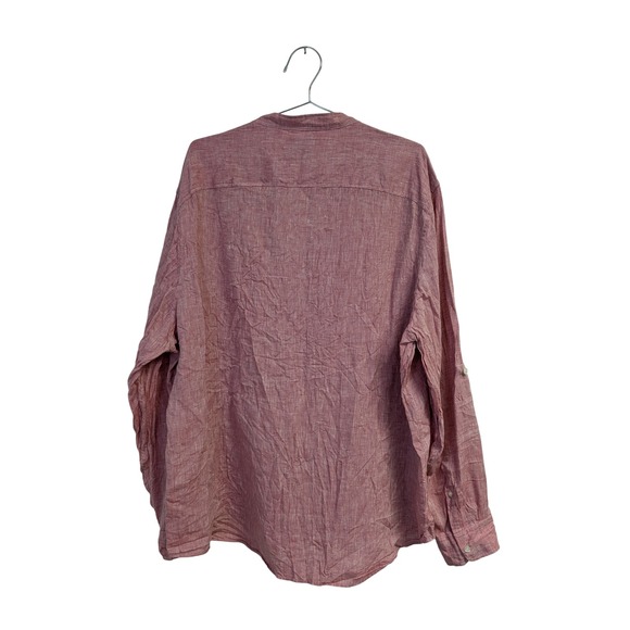 Murano Baird McNutt V Neck Button Front Shirt 100% Linen Brick Red XXL - Picture 7 of 8